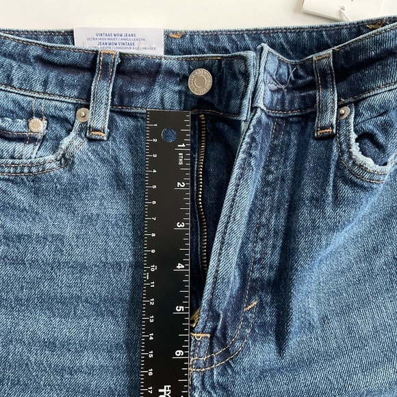 H&M Women’s Vintage Mom Jeans Sz 0 Blue Loose Fit High Waist Ankle Denim Classic - Picture 8 of 11